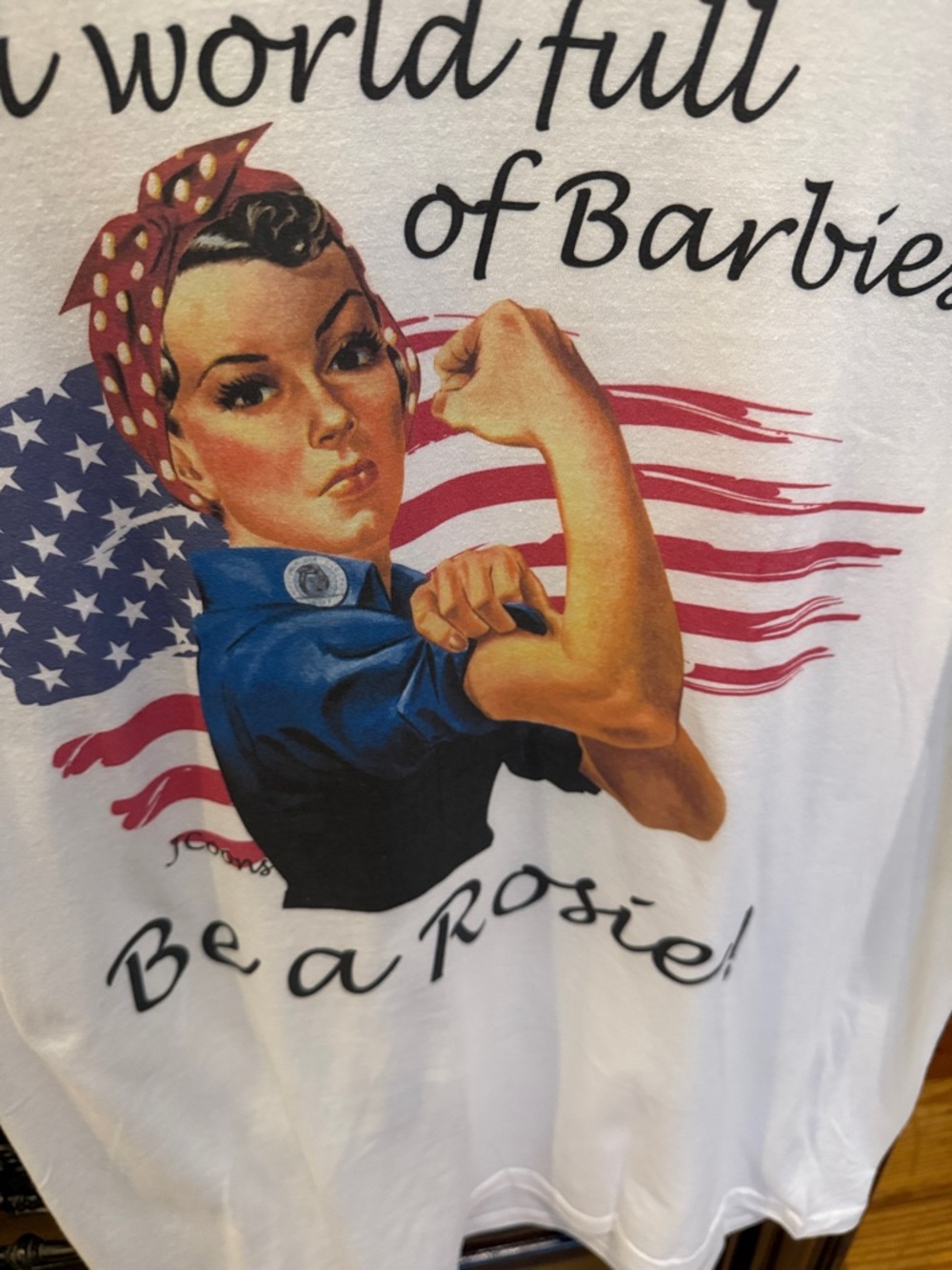 Be a Rosie! Women's White Graphic Tee - Picture 3 of 3
